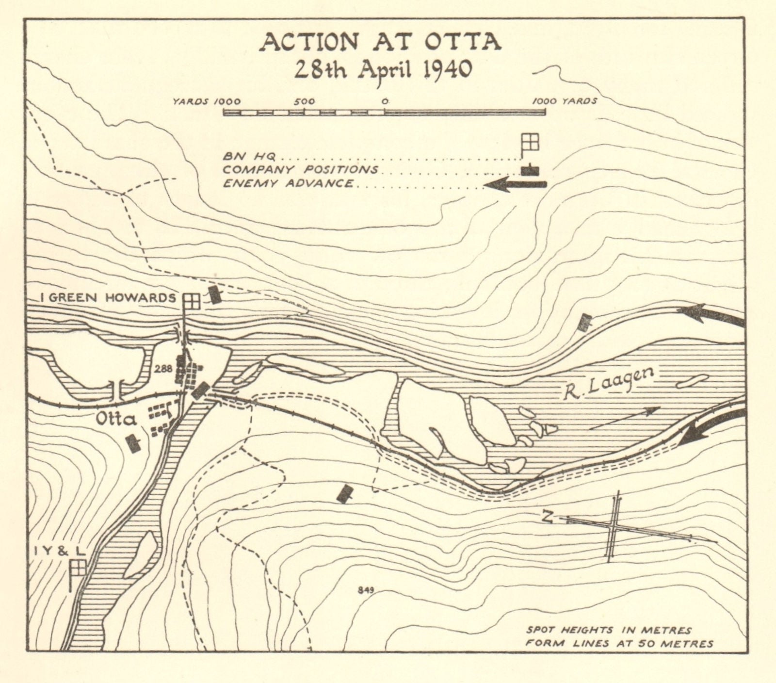 World War 2 Norway Campaign Otta 28 April 1940 German Invasion SMALL 1952 map